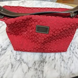Coach Signature Jacquard Red Canvas Mini Hobo Bagu